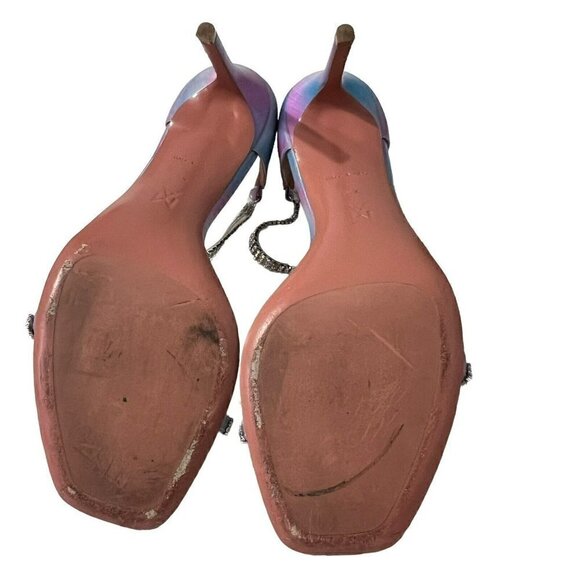 Amina Muaddi Ursina Crystal Embellished Sandal Heels Size 39.5 - Picture 6 of 9